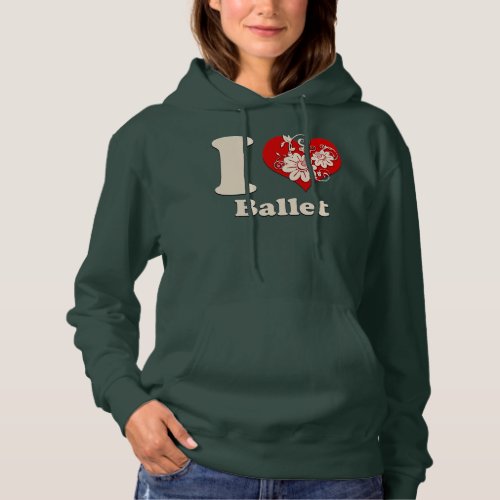 I Heart Ballet Floral Heart  Hoodie