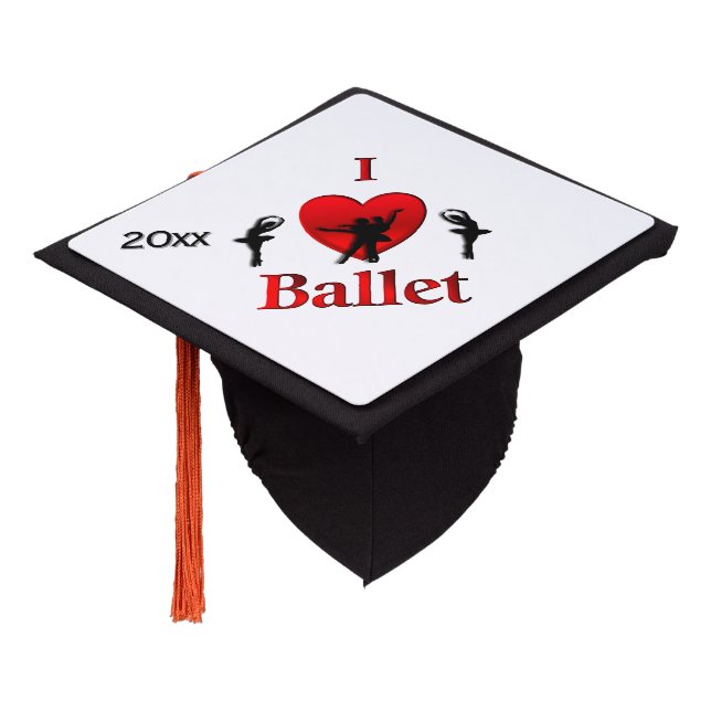 I Heart Ballet Graduation Cap Topper (Angled)