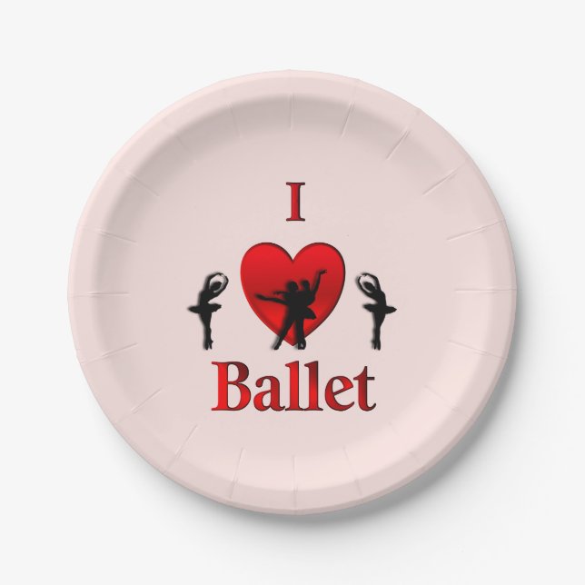 I Heart Ballet Paper Plates (Front)