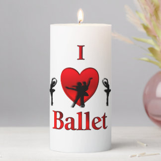 I Heart Ballet Pillar Candle