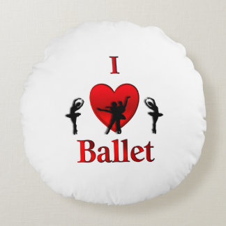 I Heart Ballet Round Pillow