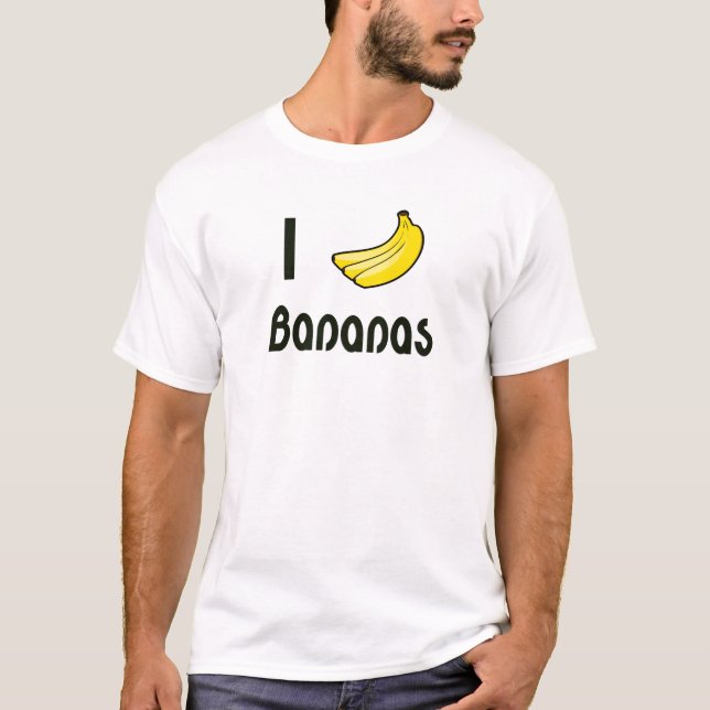 I heart Bananas Funny Design T-Shirt (Front)