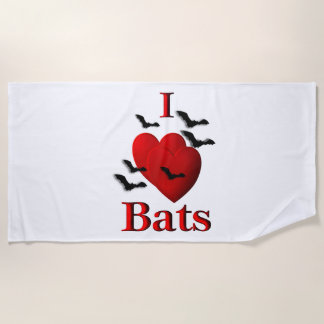 I Heart Bats Beach Towel