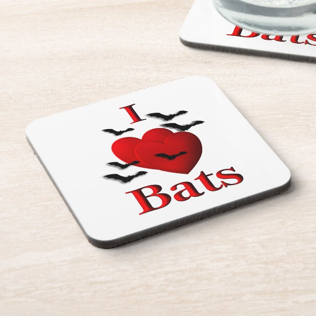 I Heart Bats Beverage Coaster (Left Side)