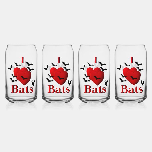 I Heart Bats Can Glass (Front)
