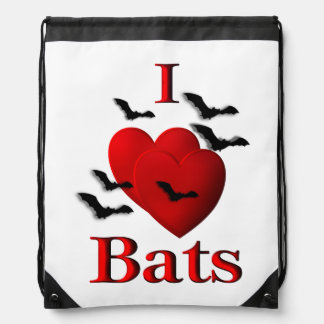 I Heart Bats Drawstring Bag