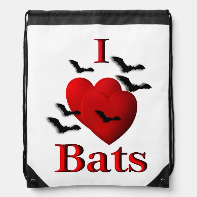 I Heart Bats Drawstring Bag (Front)