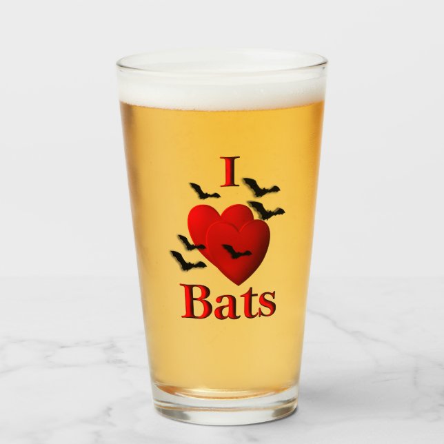 I Heart Bats Glass (Front Filled)