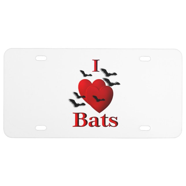 I Heart Bats License Plate (Front)