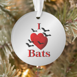 I Heart Bats Ornament