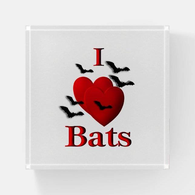 I Heart Bats Paperweight (Front)