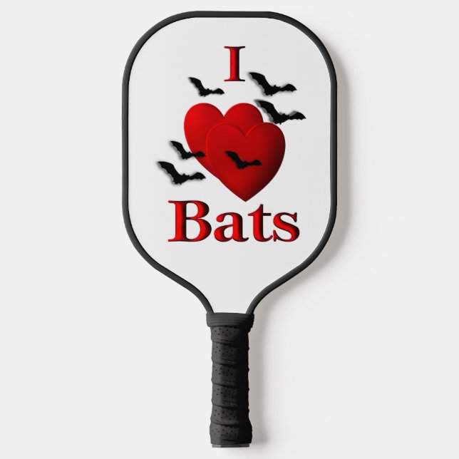 I Heart Bats Pickleball Paddle (Front)