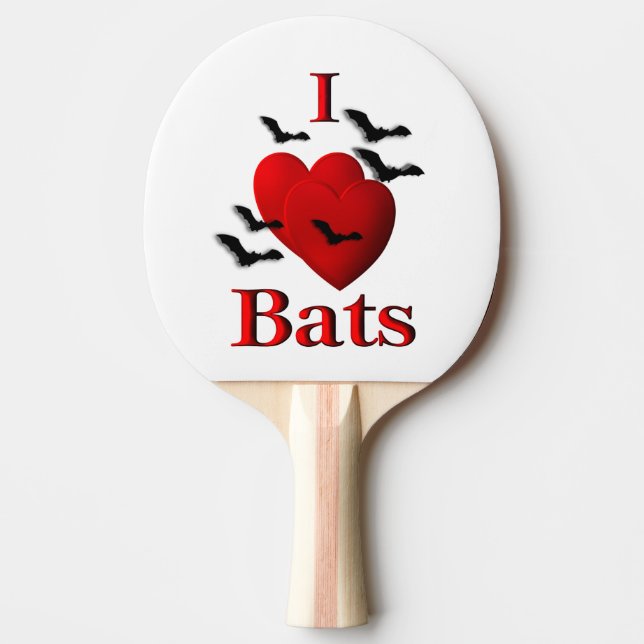 I Heart Bats Ping Pong Paddle (Front)