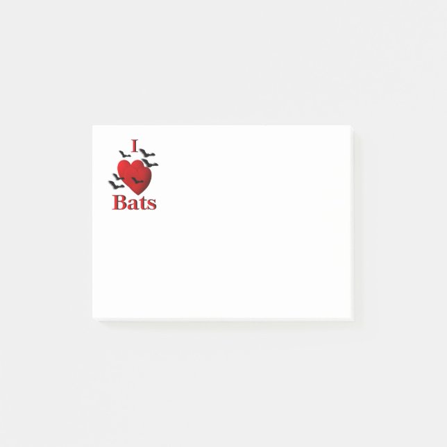 I Heart Bats Post-it Notes (Front)
