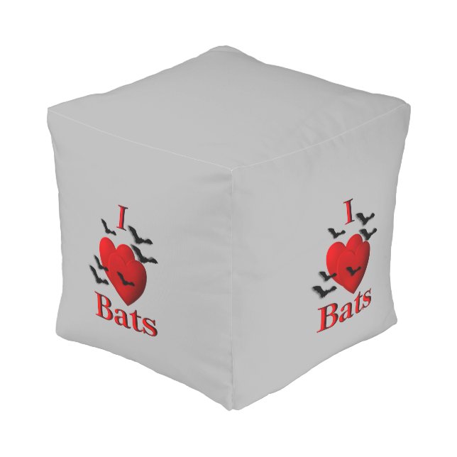 I Heart Bats Pouf (Angled Front)