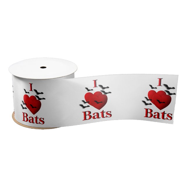 I Heart Bats Satin Ribbon (Spool)