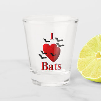 I Heart Bats Shot Glass