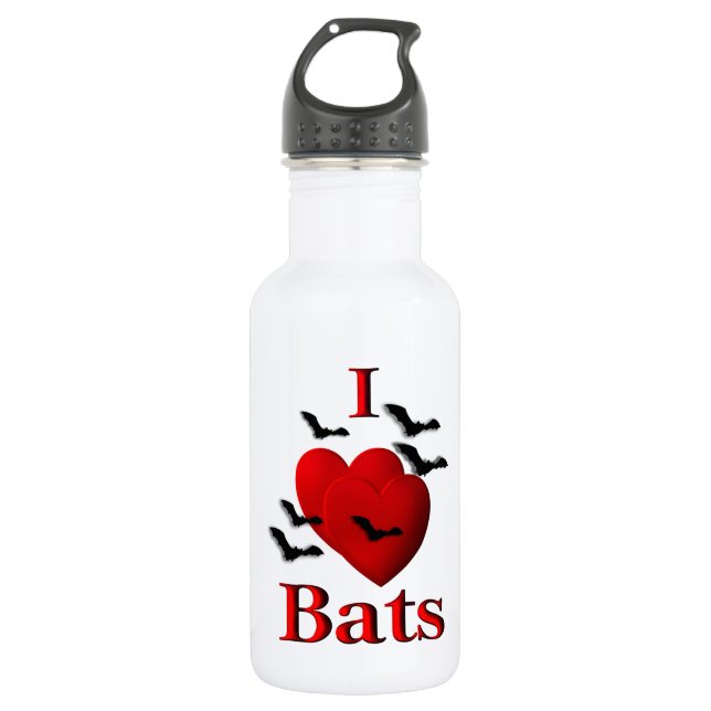 I Heart Bats Water Bottle (Front)