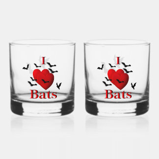I Heart Bats Whiskey Glass
