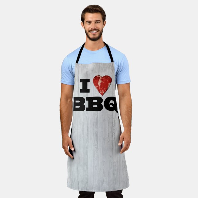 I Heart BBQ, Funny Beef Steak Grill Apron (Worn)