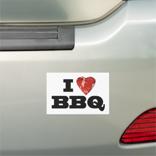 I Heart BBQ Funny Beef Steak Grill Car Magnet