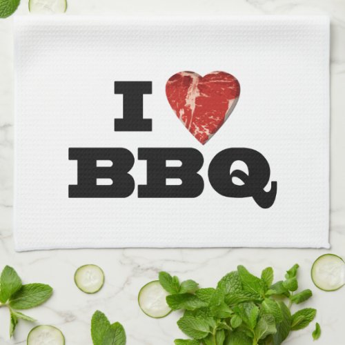 I Heart BBQ Funny Beef Steak Grill Kitchen Towel