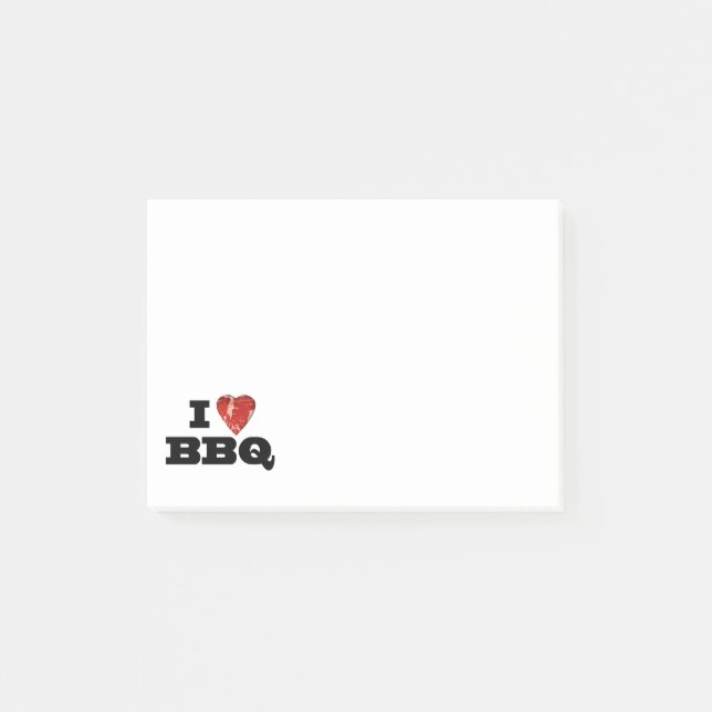 I Heart BBQ, Funny Beef Steak Grill Post-it Notes (Front)