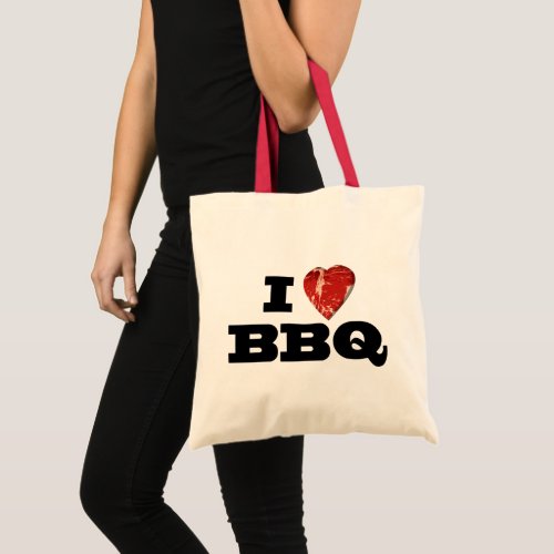 I Heart BBQ Funny Beef Steak Grill Tote Bag