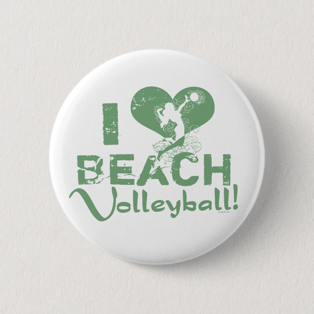 I Heart Beach Volleyball Button (Front)