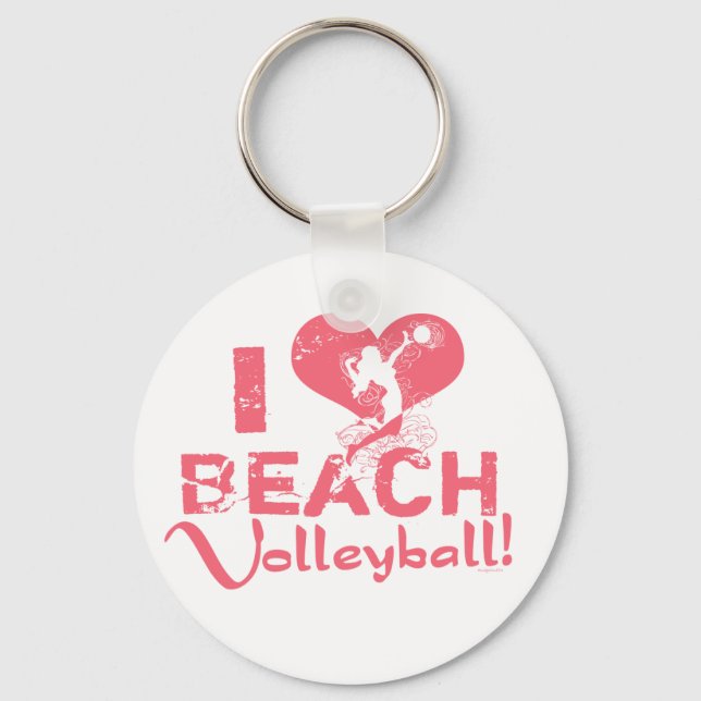 I Heart Beach Volleyball Keychain (Front)