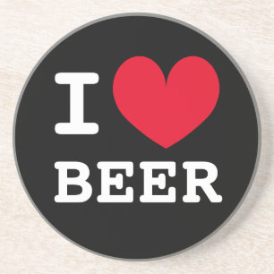 I heart beer custom sandstone drink coaster