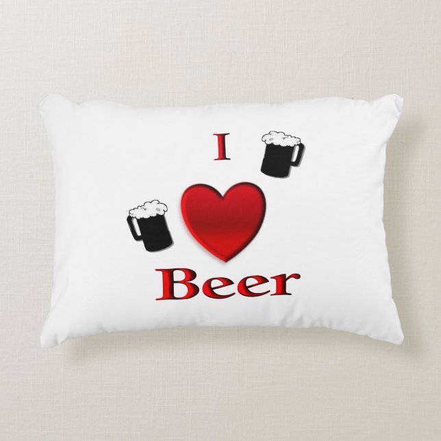 I Heart Beer Design Accent Pillow (Front)