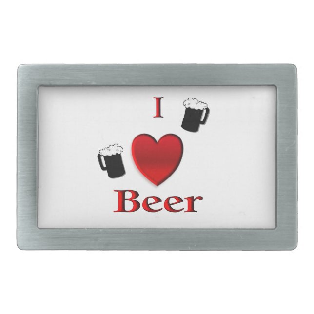 I Heart Beer Design Belt Buckle (Front)