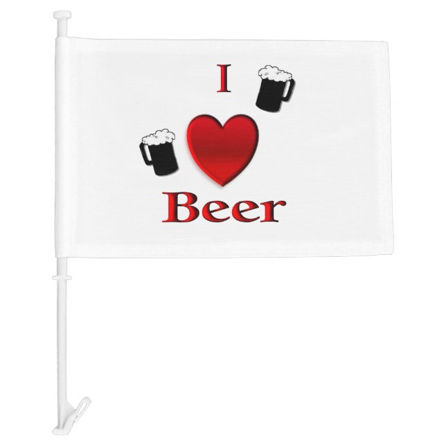 I Heart Beer Design Car Flag (Front)