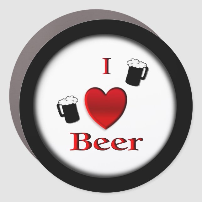I Heart Beer Design Car Magnet (Front)