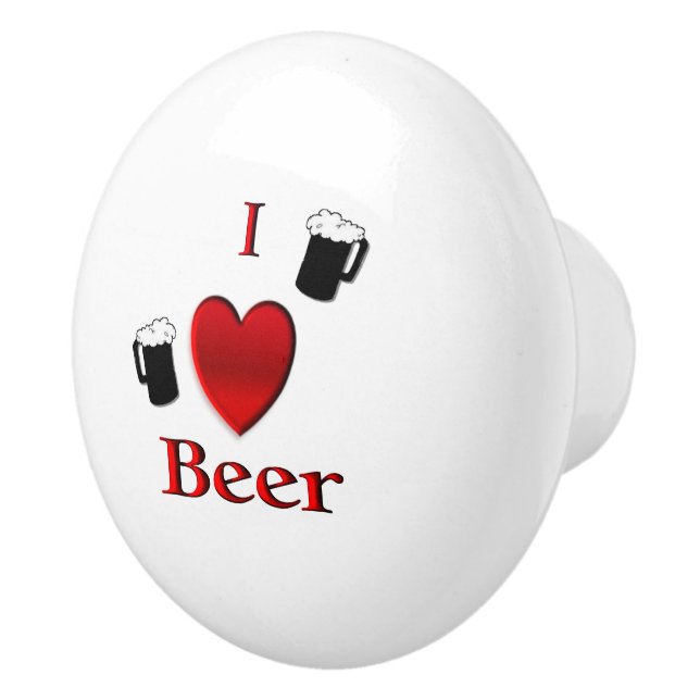 I Heart Beer Design Ceramic Knob (Right)