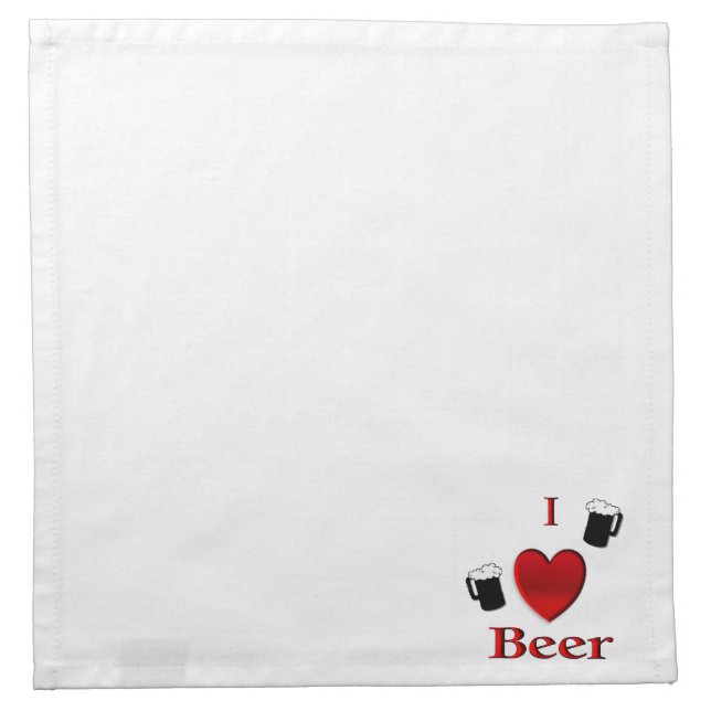I Heart Beer Design Cloth Napkin (Front)