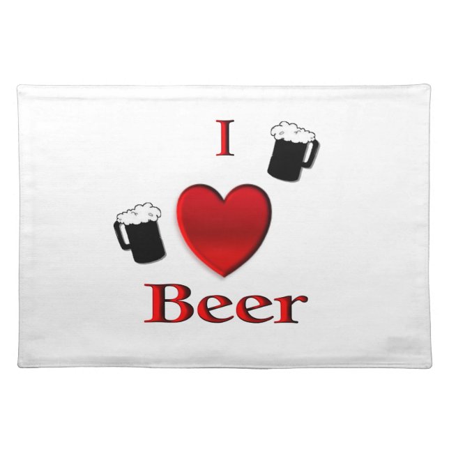 I Heart Beer Design Cloth Placemat (Front)