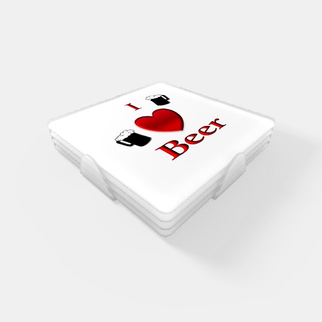 I Heart Beer Design Coaster Set (Set)
