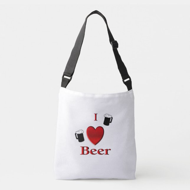 I Heart Beer Design Crossbody Bag (Front)