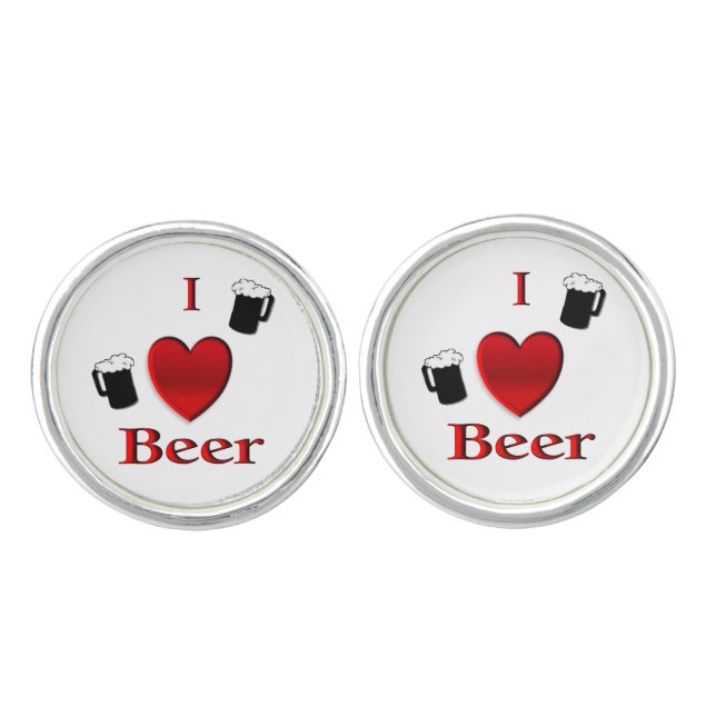 I Heart Beer Design Cufflinks (Front)