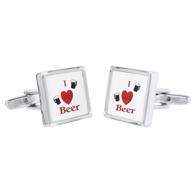 I Heart Beer Design Cufflinks (Angled)