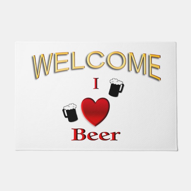 I Heart Beer Design Doormat (Front)