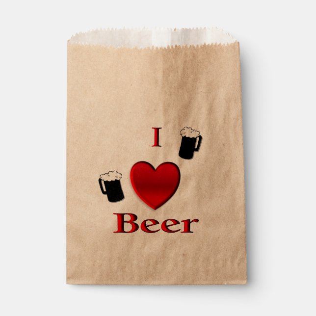 I Heart Beer Design Favor Bag (Front)