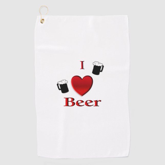 I Heart Beer Design Golf Towel (Front)