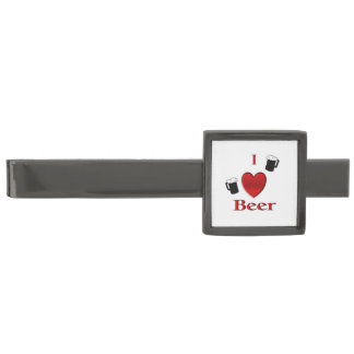 I Heart Beer Design Gunmetal Finish Tie Bar
