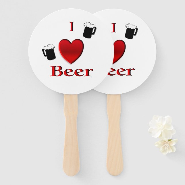 I Heart Beer Design Hand Fan (Front and Back)
