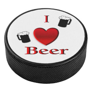 I Heart Beer Design Hockey Puck