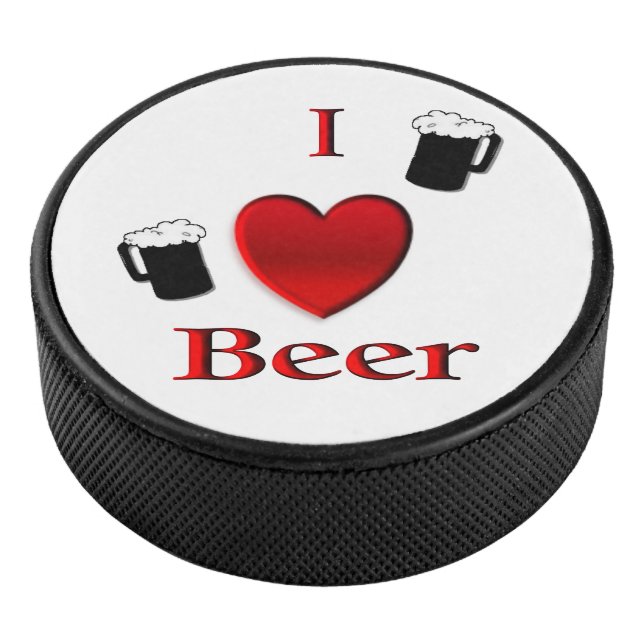 I Heart Beer Design Hockey Puck (3/4)