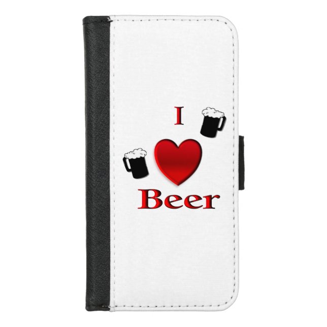 I Heart Beer Design iPhone Wallet Case (Front)